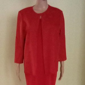 Ming Wang Red Knit Patterned Jacket L NWT